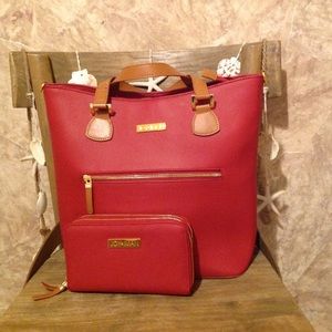 Joy & Iman leather tote & zip around wallet